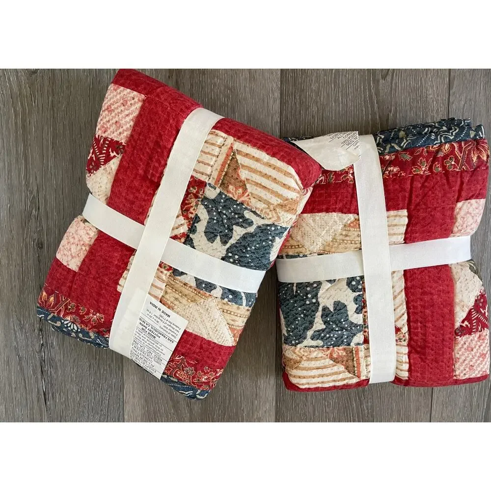 New Pottery Barn Emerson Quilted King Shams Set 2